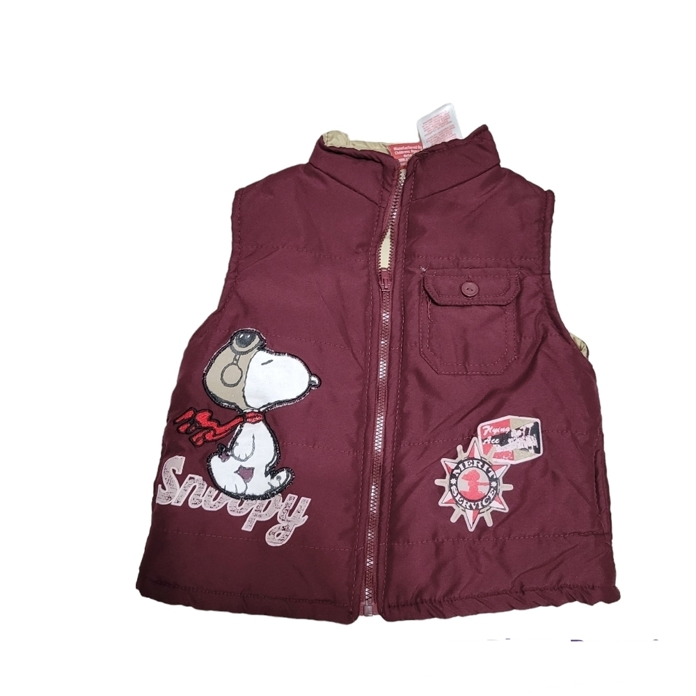 Peanuts Snoopy vest puffer Boys Size 24 months cranberry